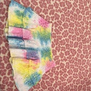 Katie J NYC Tie-Dye Eyelet Skirt - Pink, Blue, Yellow